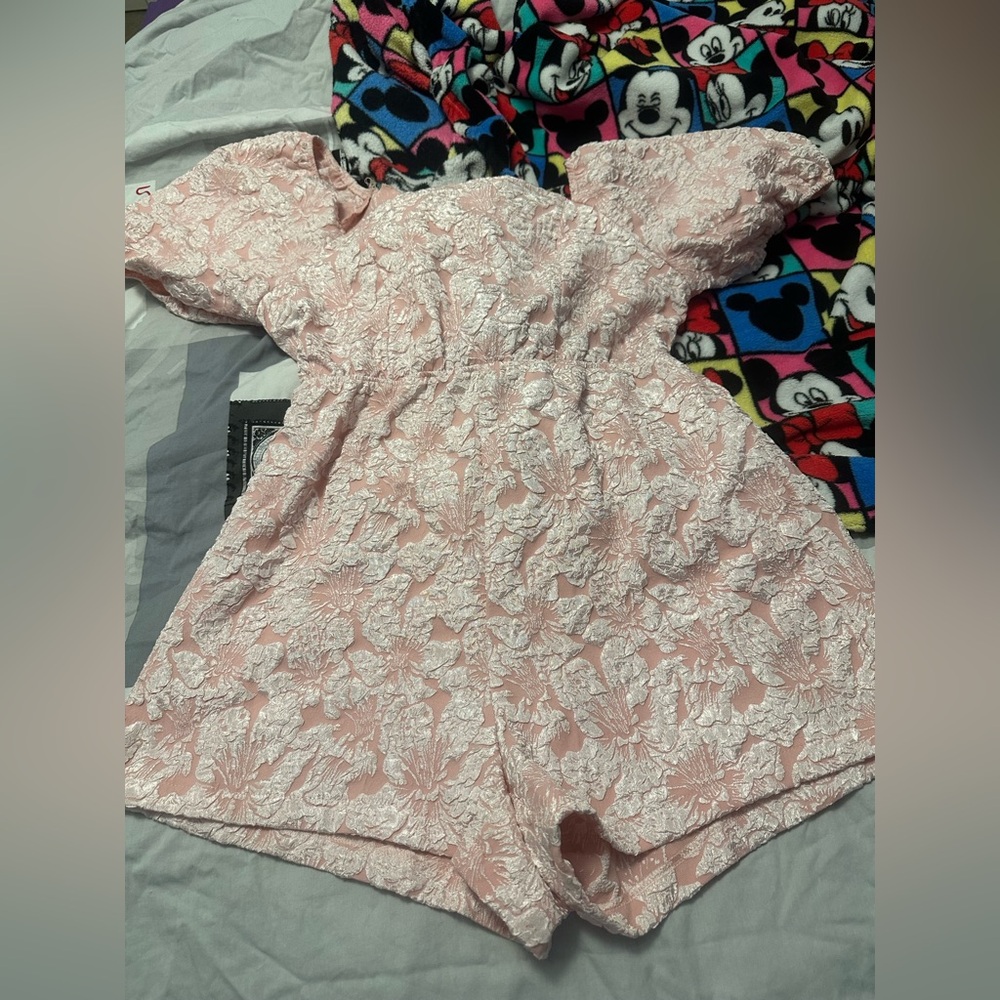 SHEIN Plus Cinching Waist Floral Short Jumpsuit
